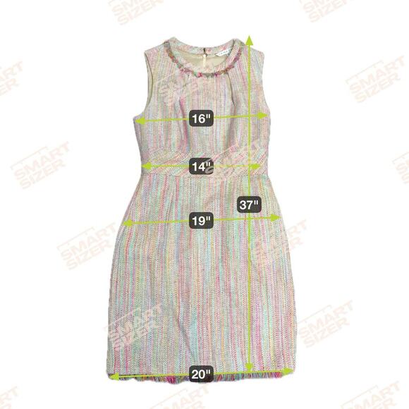 Trina Turk Women's Multi Color Tweed Sheath Dress Fringe Details - Picture 10 of 11